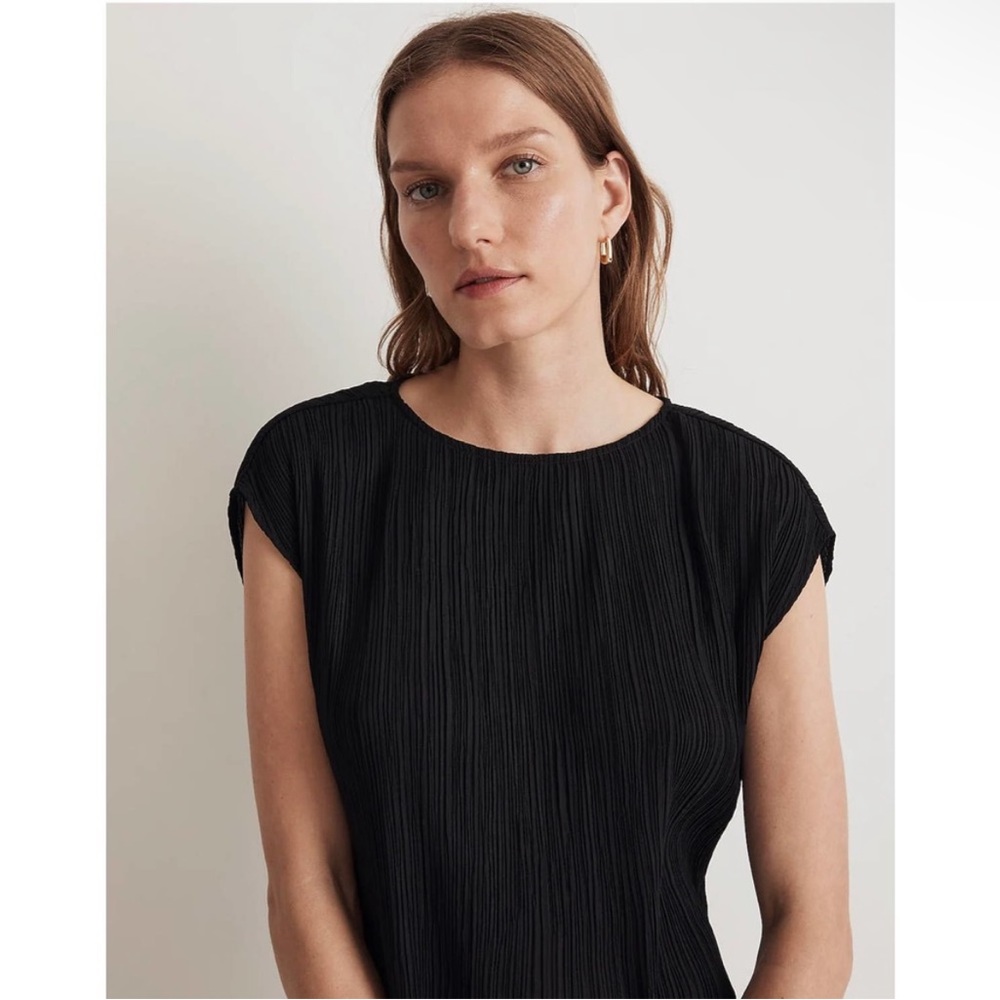 Madewell Plissé Mini Tee Dress Black - Picture 3 of 9